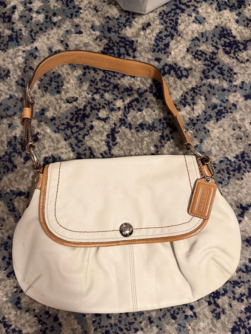 Y2K Coach White Leather F13729 Pleated Soho Purse/Bag